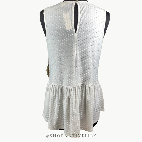 NWT Meadow Rue Anthropologie Lace Peplum Sleeveless Top | Sz Medium | White - Picture 6 of 14